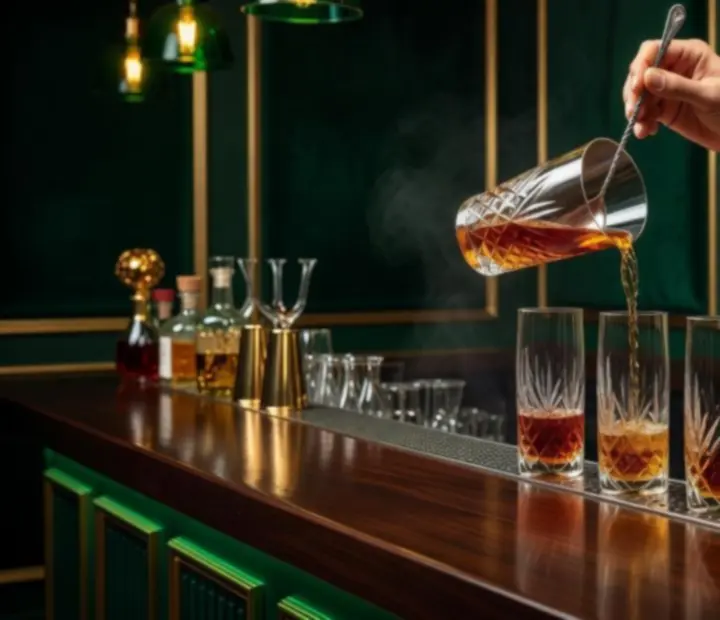 Bartender éppen shakert használ